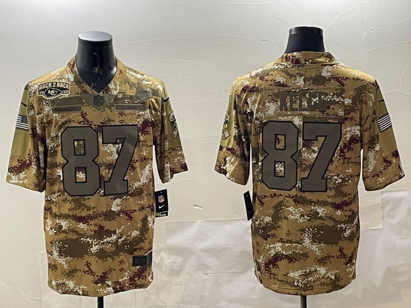 Men Kansas City Chiefs #87 Kelce Camo 2025 Nike Olive Salute To Service Limited NFL Jersey style 5